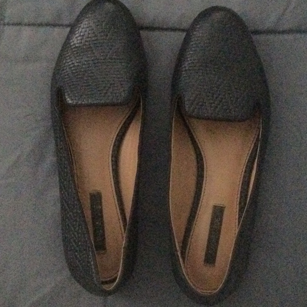 Rachel Zoe Black Woven Leather Slip-On Loafers